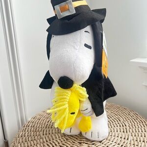Peanuts Snoopy Thanksgiving Pilgrim Plush Side Stepper with Woodstock BNWT
